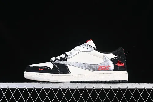All categories Air Jordan Jordan series basketball shoes Air Jordan 1 Low High-end customized low-top sneakers Travis Scott x Fragment Design x Air Jordan 1 Low OG SP AJ1 Joe 1 Stussy co-branded black and silver snake two-color low-top cultural casual sneakers DM9288-007